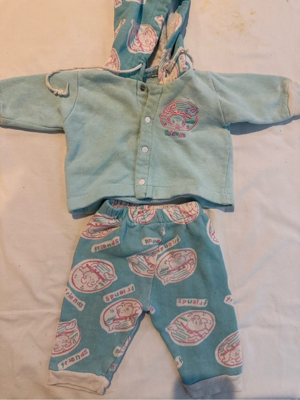 Vintage 1990s Cozy Light Blue Kids Puffer-Style Jacket and Pants Set